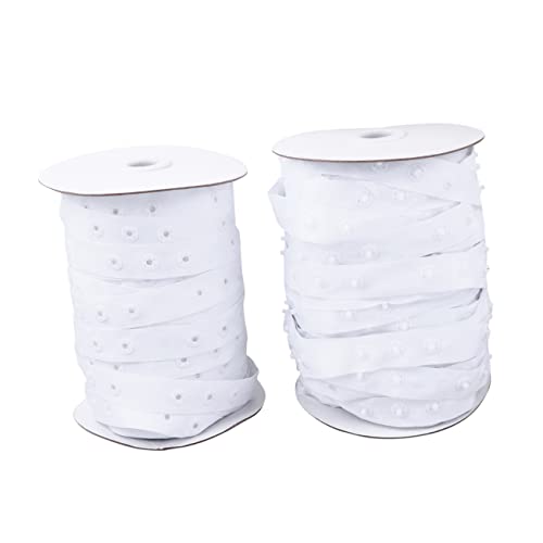 Villcase 2 Rolls Elastic Ribbon Tape For Clothes Window Shade For Sewing Stretchy Snap Sewing Polyester Tape Quilt Cover Snaper Snap Fastener Press Buckle Elastic Rope Zipper Button #TOP15