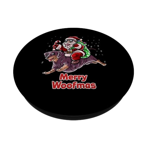 Dachshund Santa Claus Christmas Dog Merry Woofmas Dogs PopSockets Swappable PopGrip, Black - Image 2
