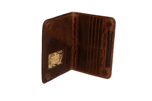 STS Ranchwear Womens Catalina Croc Magnetic Chestnut Leather Clutch Bag3