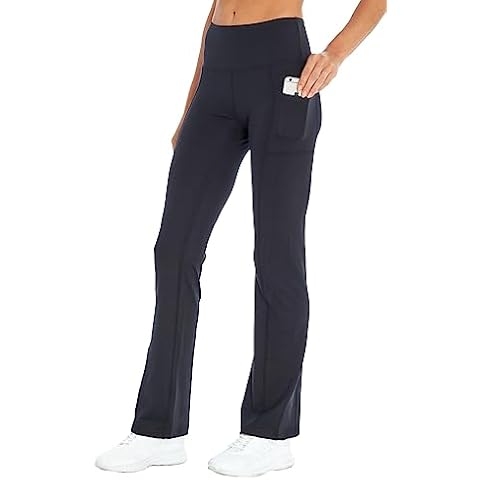 Bally Total Fitness Women's High Rise Pocket Slim Bootcut Pant, Black, Medium Cover