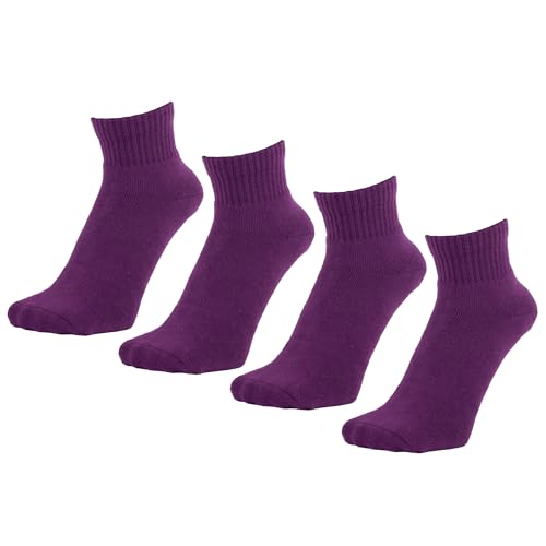 Image of ZAKIRA Combed Cotton Terry Cushioned Athletic Ankle Trainer Socks – Soft Breathable Sports Socks for Men & Women - 4 Pack, 6-10 (UK), Purple