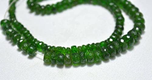 LKBEADS , Green Chrome Rondelle Beads, 3mm - 6.5mm Chrome Faceted Rondelle Beads, Gemstone for Jewelry, 13 Inches Strand