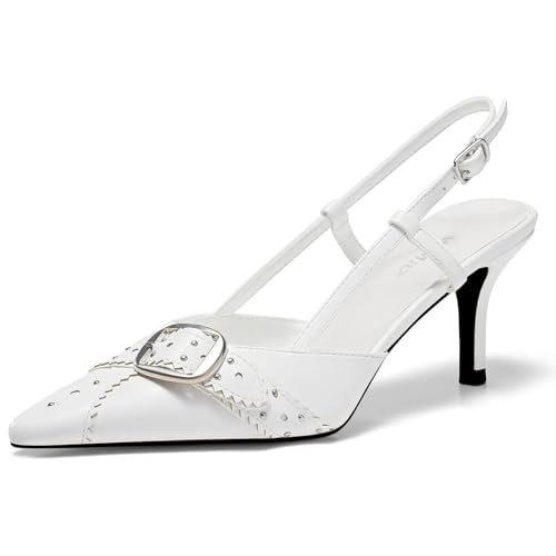 Image of MAVMAX Slingback Heels for Women Kitten Heels with Bow Pointed Close Toe Pumps Dress Party Heeled Sexy Wedding Shoes
