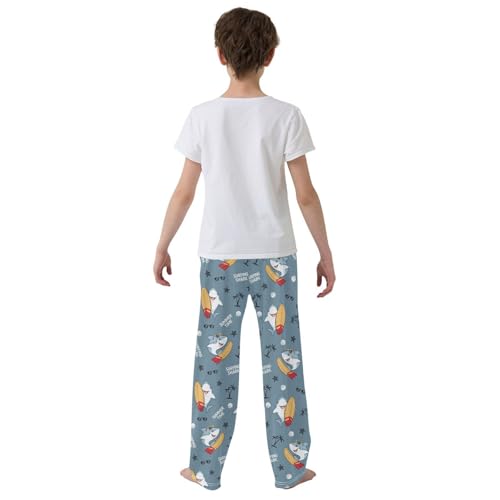 Shark Summer Time Boys Long Pants Soft Trousers Elastic Waist Kids Lounge Bottoms with Pockets S-XL3
