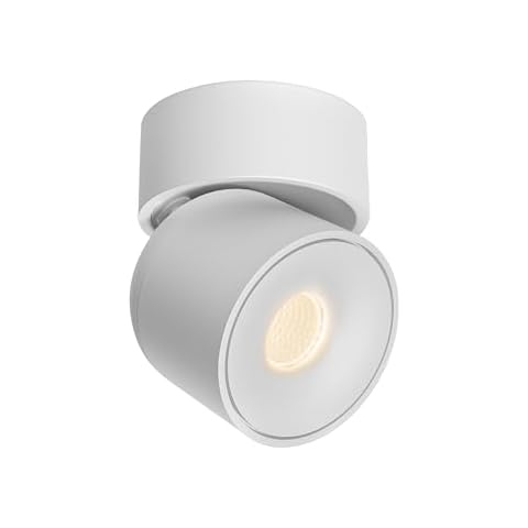 Aisilan LED Indoor White Ceiling Spot Light 7W Surface Mounted Light Fixture with 360° Pivoting Spotlight, Dimmable Warm White 3000K CRI 97+ for Living Room Bedroom Cover