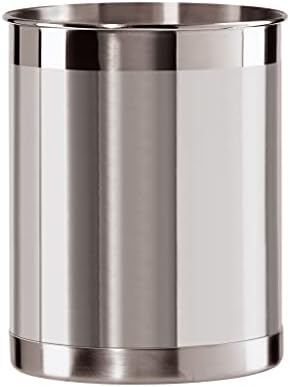 Oggi Stainless Steel Utensil Holder - 5" Diameter, Utensil Caddy, Weighted Base for Stability - Larger-Sized Utensil Crock and Countertop Utensil Organizer, Stainless Steel