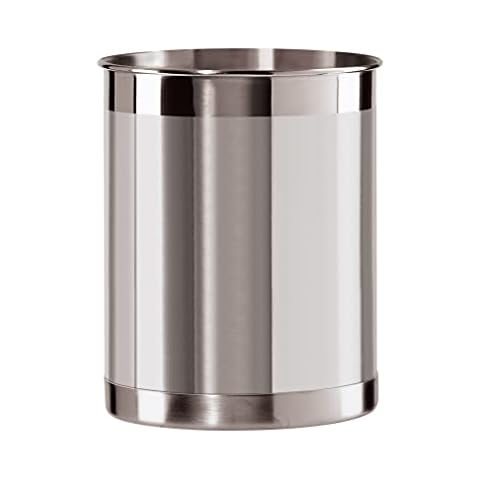 Oggi Stainless Steel Utensil Holder - 5" Diameter, Utensil Caddy, Weighted Base for Stability - Larger-Sized Utensil Crock and Countertop Utensil Organizer, Stainless Steel Cover
