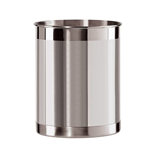 Oggi Stainless Steel Utensil Holder – 5″ Diameter, Utensil Caddy, Weighted Base for Stability – Larger-Sized Utensil Crock and Countertop Utensil Organizer, Stainless Steel