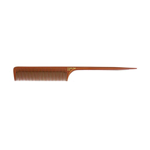 CHARLENE Premium Handmade Bone Comb - Smooth, Heat Resistant, Chemical Resistant - Lightweight & Durable - Anti-Static - Versatile Design for Professional Results- #245 Rattail Bone Comb