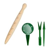 XSJIJKAG 4er Pikierstab Holz Pikierset für Garten Zubehör und Gewächshaus Zubehör, Garten Gadgets zur Aussaat, Pflanzholz mit Skala, Saatgut-Dosierer und Umpflanz-Werkzeug