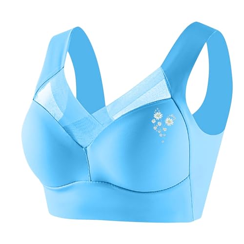 Seamless Zenchic Bras for Old Women Wireless Comfort Full Coverage Jelly Bra Seniors Plus Size Push up Anti Sagging Bralette Breathable Support Underwear Spring 2026 Teen Girls Clothing Blue L4