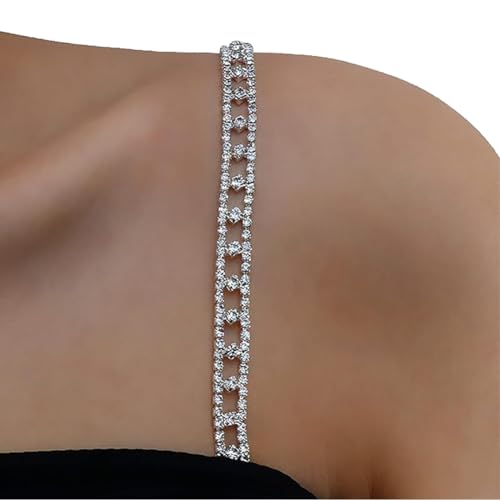CJKDXDH Correas de brasier brillantes con diamantes de imitación brillantes para boda, correa de hombro para boda, cadena de brasier decorativa, correas de ropa interior, festivales, rave, fiesta,