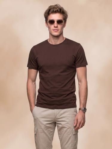 Image of Veirdo Regular Fit Half Sleeves Round Neck Solid Pure Cotton T-Shirt for Men (Available in White, Black, Swan White, Mustard, Maroon, Green, Lilac, Navy, Red Color)