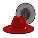 Unisex Patchwork Panama Fedora Hat Two Tone Red Yellow Jazz Style Fashion Party Show And Music Festival Hat