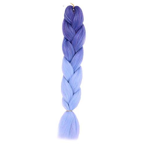Silike Mixed Jumbo Braid Kanekalon Hair (5 Pieces/Pack) New Color Jumbo Braid Crochet Hair Extension (M Blue/L Blue)