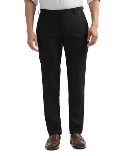 Image of Arrow Textured Tapered Fit Formal Trousers for Men - Full Length Formal Pants for Men Office Wear