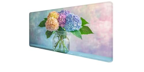 Mousepad XXL con diseño de hortensias, alfombrilla ratón para PC de oficina y tapete escritorio 1