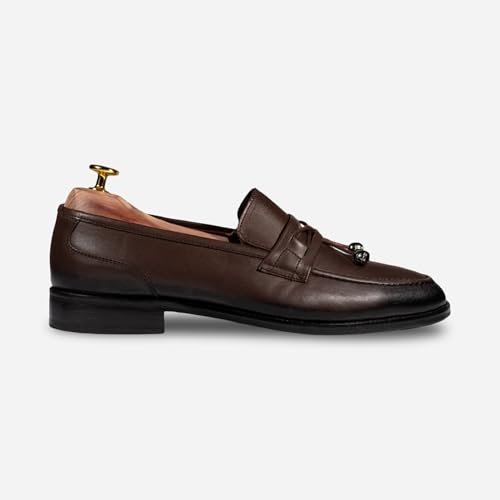 Men's Brown Leather Loafers – Handmade Italian Leather Slip-On Dress Shoes – Comfortable & Stylish for Office, Casual or Formal Events4