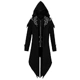 XIOLKI Men's Jacket Steampunk Gothic Hooded Jacket Medieval Jacket Cosplay Halloween Costume (2022059 Black, 3XL) …