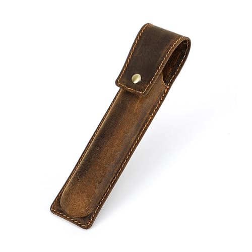 Étui à crayons en cuir pleine fleur boîtier vintage pour stylos
