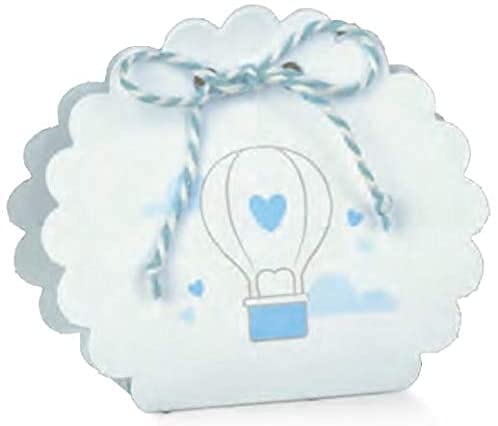 Boîtes dragées baptême bleu ciel en forme de sac pour une décoration de table festive réussie