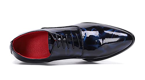 Santimon Men's Fashion Patent Leather Pointed Toe Lace-Up Comfort Casual Dress Formal Oxfords Shoes3