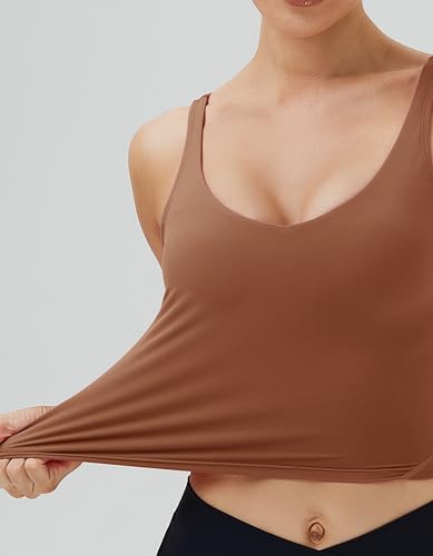 Image of Oalka Sports Bra Womens Longline Padded Crop Yoga Tank Tops