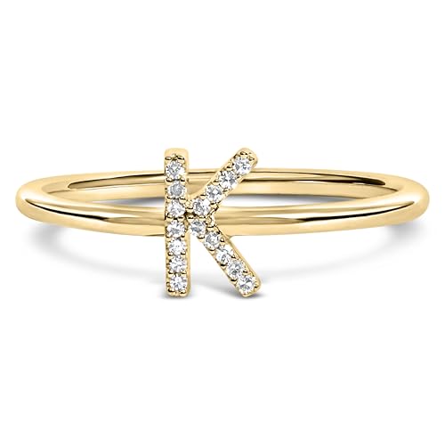 10K Yellow Gold Diamond Accent Initial "K" Ring - Size 7