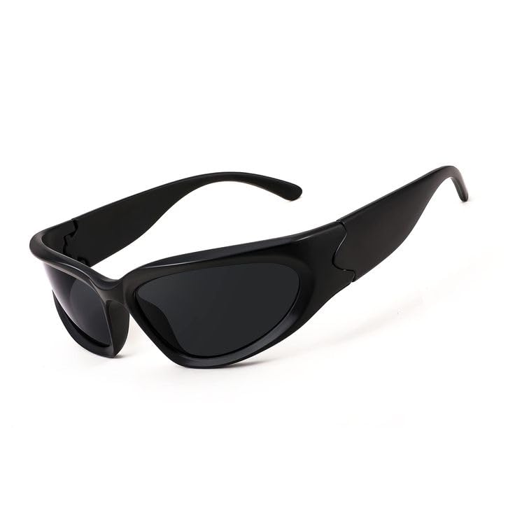 VibeSentials UV400 Wrap Around Sunglasses, Silver - Image 1