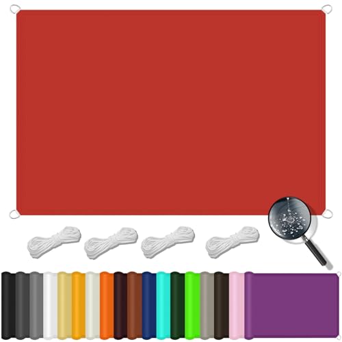 Sonnensegel Rechteckig Wasserdicht 3 x 4 m PES Polyester, Sonnenschutz 95% UV Schutz, Reißfest Wetterfest Schattenspender Überdachung Plane für Terrasse Balkon Garten, Rot