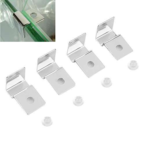 Pssopp 4Pcs Fish Tanks Glass Cover Clip Stainless Steel Aquarium Glass Cover Support Bracket Holders Universal Lid Clips…