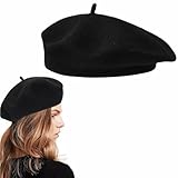 TUKNN Basco Francese Cappello,Basco da Donna,Berretto Francese Donna,Cappello Baschetto,Berretto Francese Classico Vintage Taglia Unica,Baschetto Berretti per Spring Estate,Autumn,Invernale,Nero