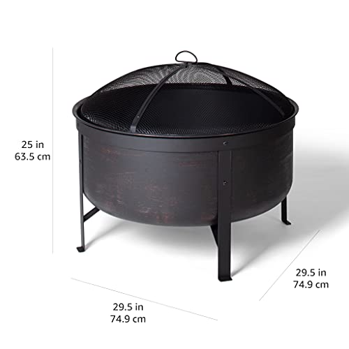 Amazon Basics Deep Bowl Round Fire Pit - 30-Inch, Brushed Copper
