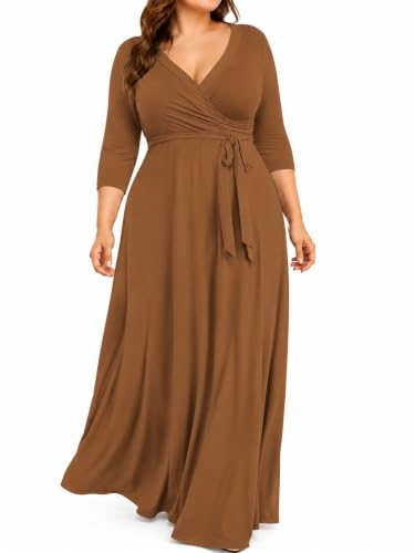 Image of PinkPatty Plus Size Maxi Dress for Women 3 /4 Sleeve Casual Long Dress