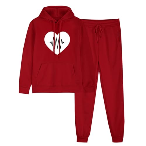 Agasalhos femininos com capuz e calças de moletom para mulheres, K-882 Vermelho, XXG