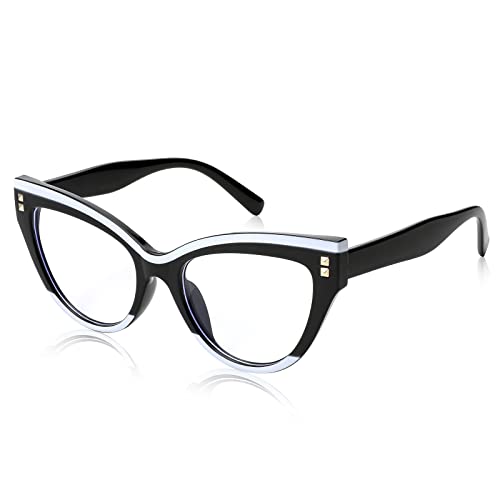 Image of FEISEDY Women Oversized Blue Light Blocking Computer Glasses Fake Nerd Cat Eye Glasses Frame Anti Eyestrain B2323