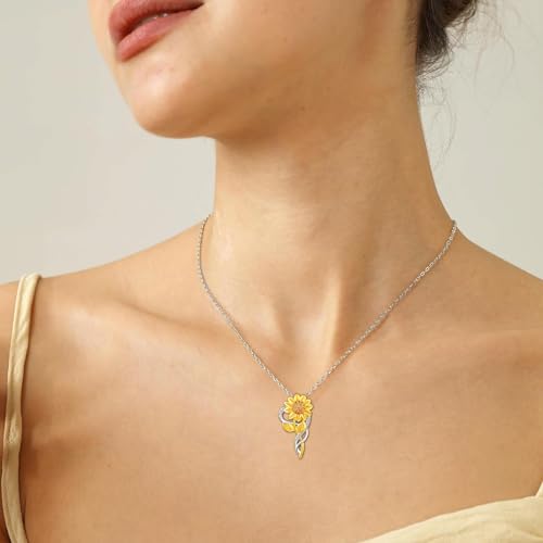 Sunflower Necklace Anklet Bracelet Earrings Ring - Sterling Silver Sunflower Jewelry Set Pendant Gifts for Women You Are My Sunshine4