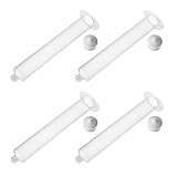 Utoolmart グルーシリンジ ディスペンサーのシリンジ 接着剤シリンジ ディスペンサー 注入器 ディスペンサー専用シリンジ 55cc 透明 4個入り ゴムストッパー付き シリンジ 産業用 プラスチック製 工業用接着剤ディスペンスシリンジ バレルチューブ