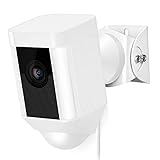 Versatile Aluminum Wall Mount for The Ring Spotlight Cam Wired - Adjust Flexibly The Viewing Angle of Your Camera - by Wasserstein (White)