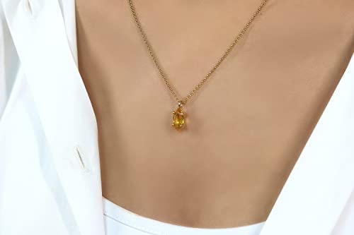 Collier citrine marquise anemone d'exception, finition artisanale avec chaine sur mesure