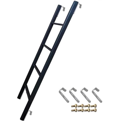 YTXFRHOD Escalera para litera Negra con Ganchos, Escalera para litera de 4/5 escalones para autocaravanas, Escalera para litera de 45"/51"/55"/59" de Alto, Escalera de Repuesto para Loft de