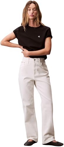 Calvin Klein Jeans Kadın SS MONOGRAM CREW TEE T-Shirts Black L - Görsel 5