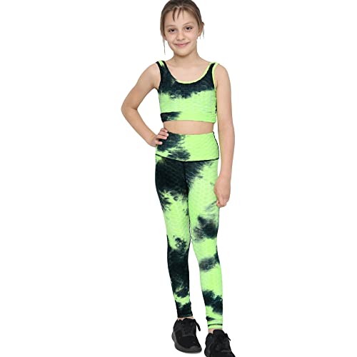 Legging et crop top de gilet vert pour filles 7-8 ans ensemble de yoga