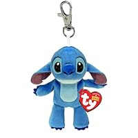 TY - Beanie Babies Clip - Schlüsselring aus weichem Plüsch - Stitch - Kollektion Disney Lilo & Stitch - 12 cm - T34013