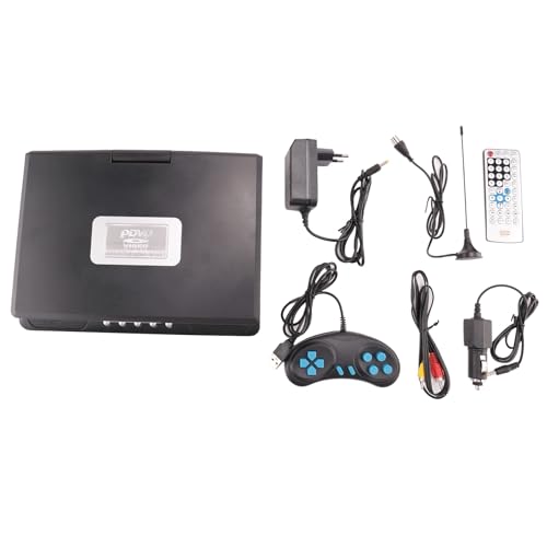 Wrtysully Enchufe de la UE Reproductor de DVD EVD HD MóVil PortáTil de 9,8 Pulgadas Compatible con Juegos Procesamiento de Sonido 3D Incorporado Compatible con la FuncióN de Radio FM