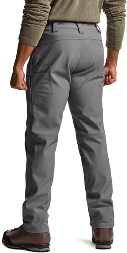 Image of CQR CLSX Men's Softshell Fleece Lined Winter Hiking Pants, Water Resistant Insulated Thermal, Outdoor Tactical Warm Snow Ski Pants, Recon Zen Grey, 38W x 32L