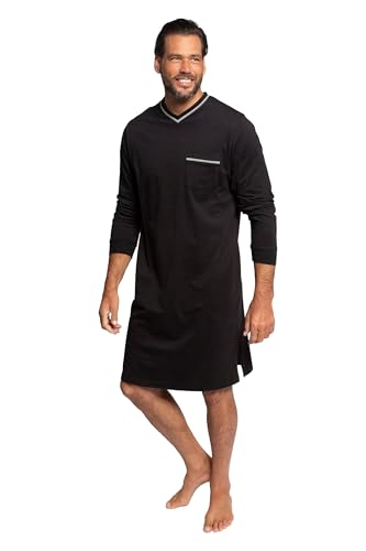 JP 1880 Homewear 721331 Chemise de Nuit à Manches Longues pour Homme Taille L à 8XL, Noir, XXXXXXL