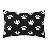 DXTKWL Pillow Case Queen Size Black White Dog Cat Paw Print Breathable Pillow Covers Case with Zipper, Soft Cozy Pillowcase 20x30 in for Bedroom