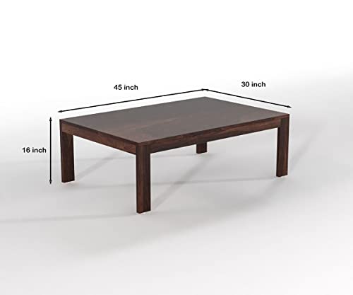 Image of Sheeshsam Wooden Coffee Table with 4 Stools for Living Room - Solid Wood Coffee Table with Cushion Seating Stools Tea Table Teapoy Center Piece for Home Sofa Center Table (Norris Walnut)