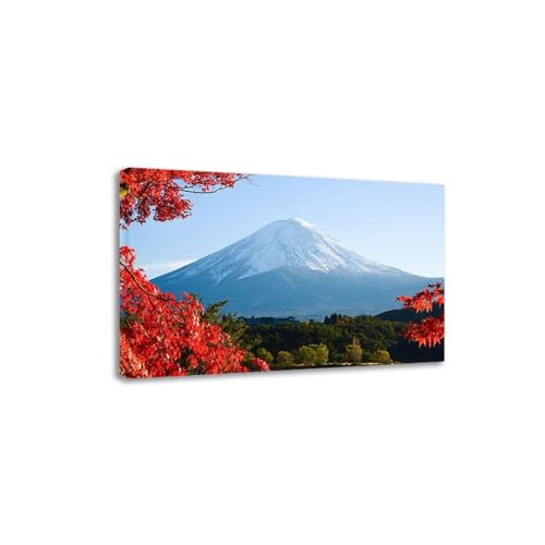 TNGHHSGA Cuadroa de paisaje panorámico Naturaleza Sakura Monte Fuji Impresión en lienzo Arte de pared Obras de arte modernas Sala de estar grande Decoración 80x120cm Enmarcado